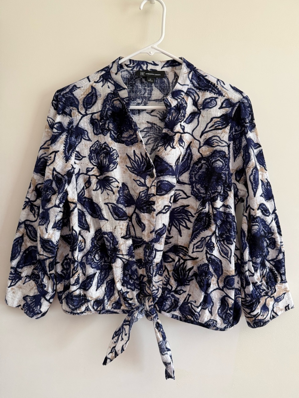 INC International Concepts Linen Tie Front Shirt